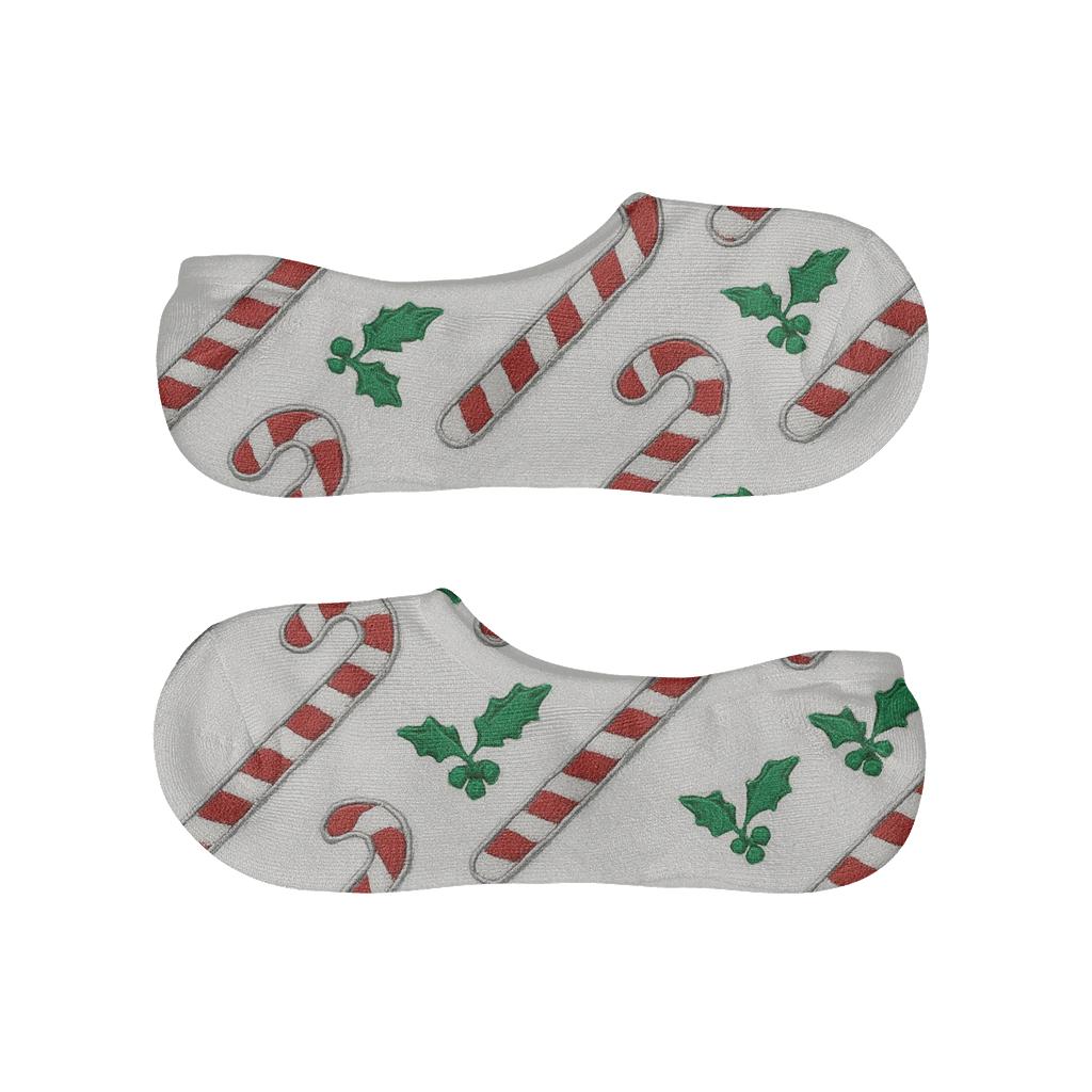 Candy Cane Chevron On White Background anti-slip no-show socks
