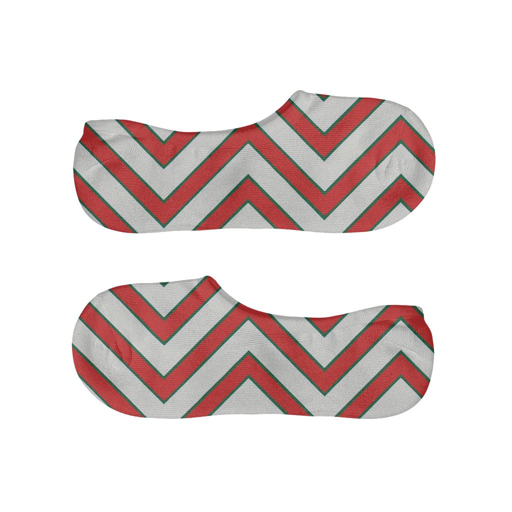 Candy Cane Chevron On White Background soft cotton no-show socks