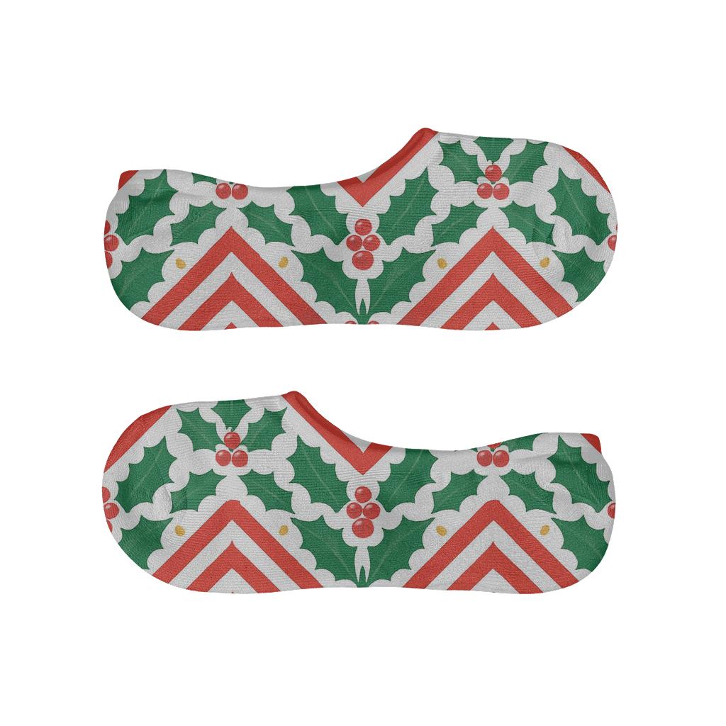 Candy Cane Chevron Rhythm custom no-show socks