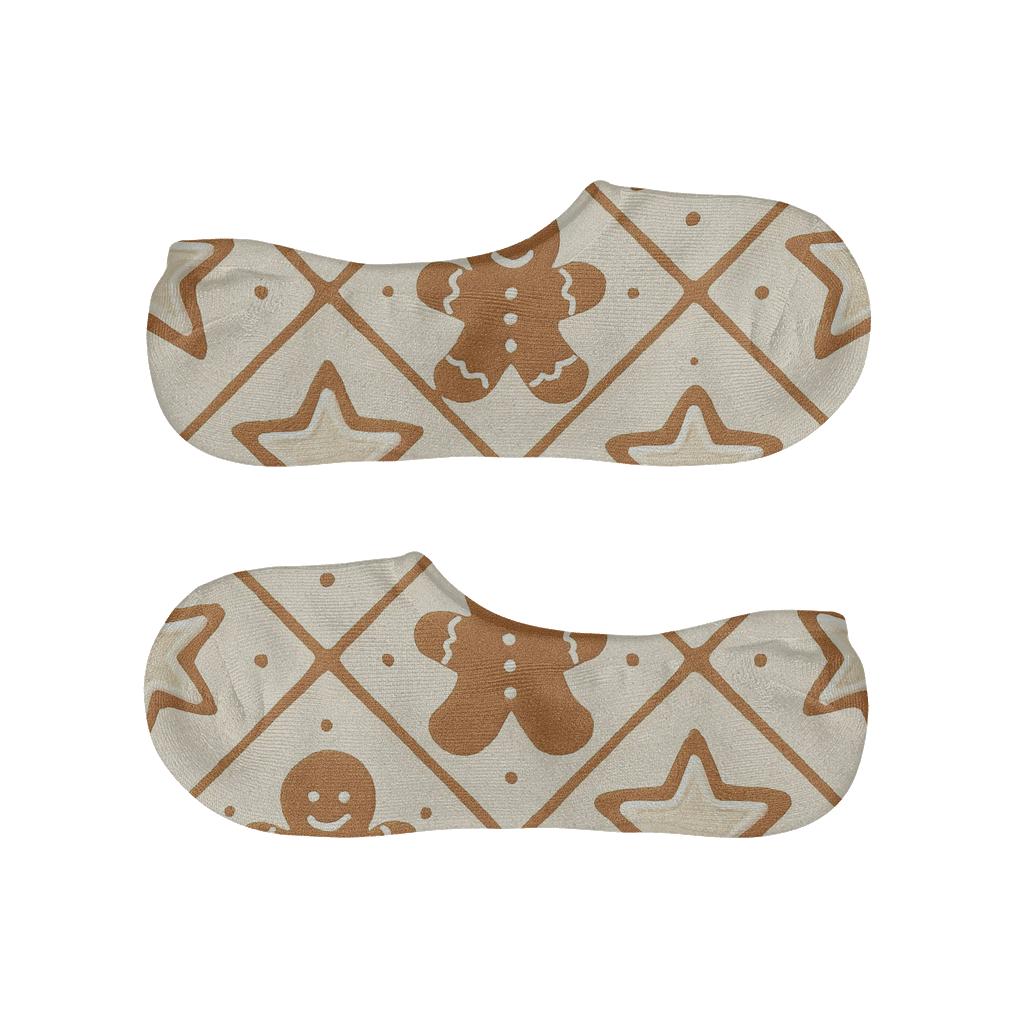 Gingerbread Lattice On Warm Cream anti-slip no-show socks