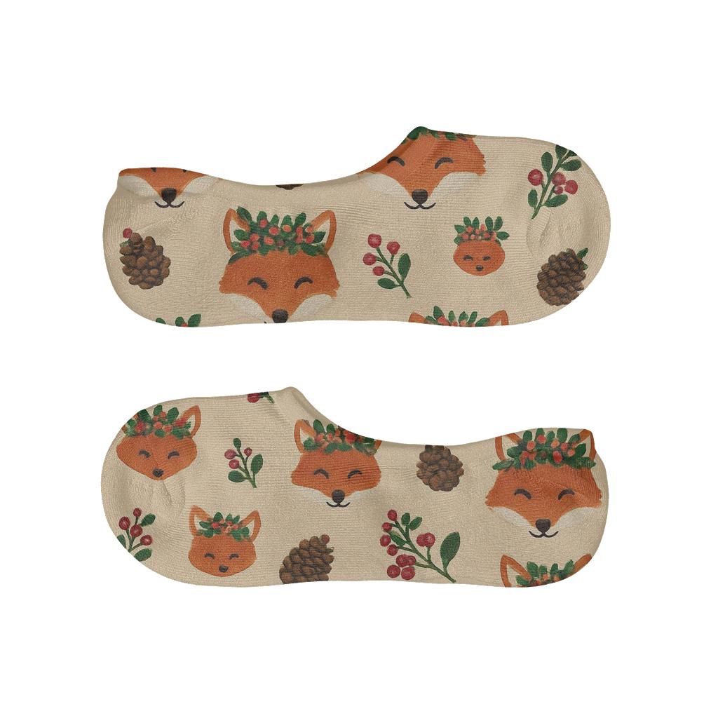 Festive Fox Scatter soft cotton no-show socks
