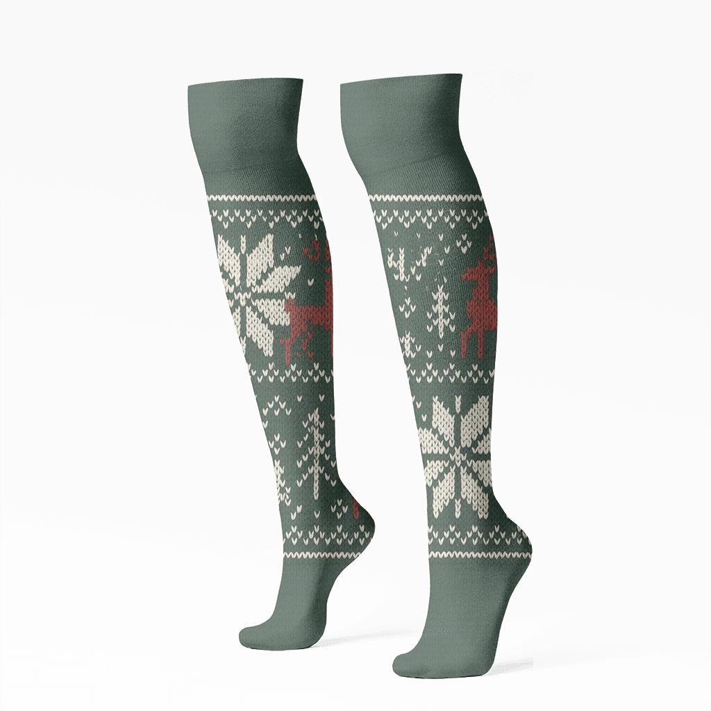 Nordic Snowflake Border stylish athletic knee-high socks