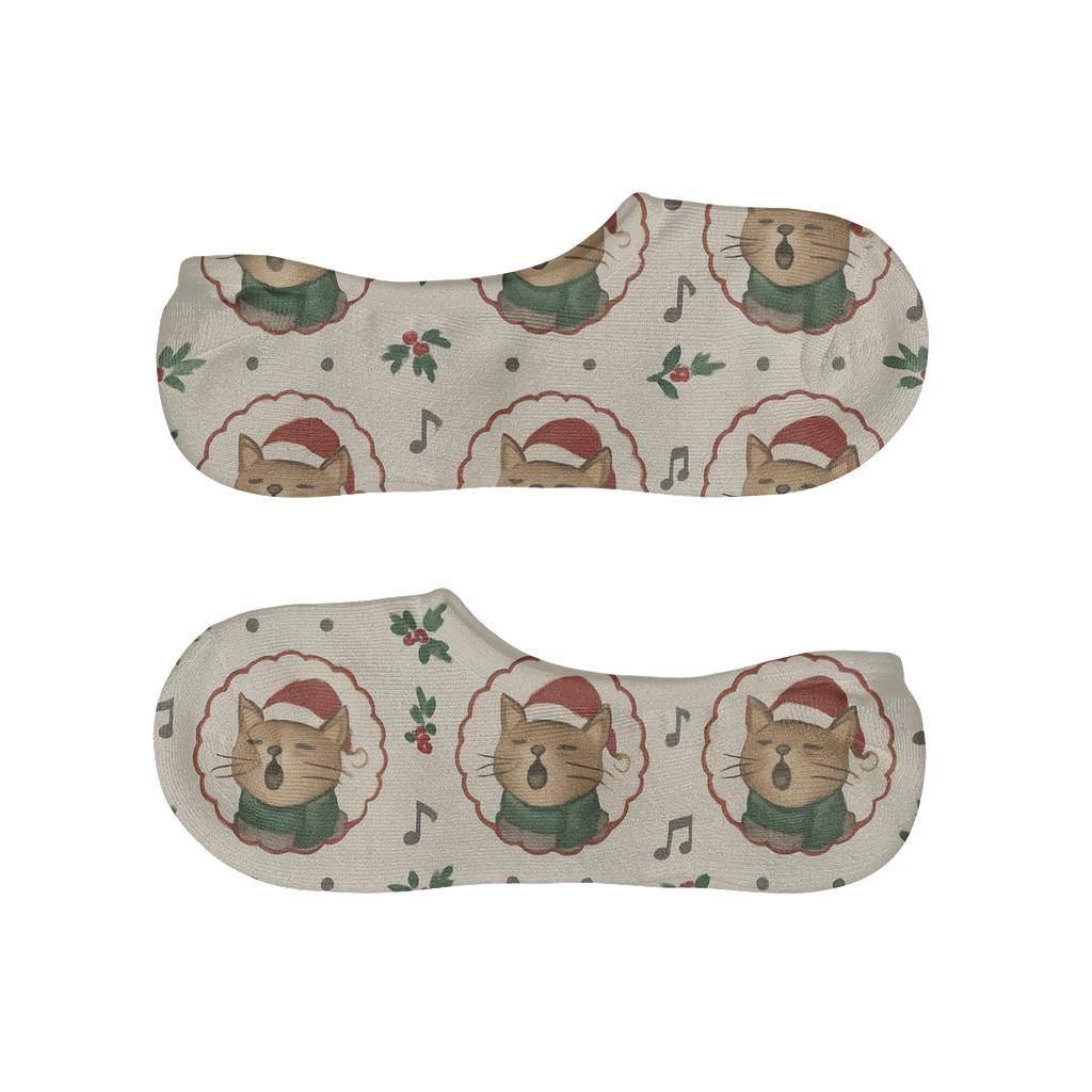 Carol Singing Cat Tiles trendy no-show sock styles