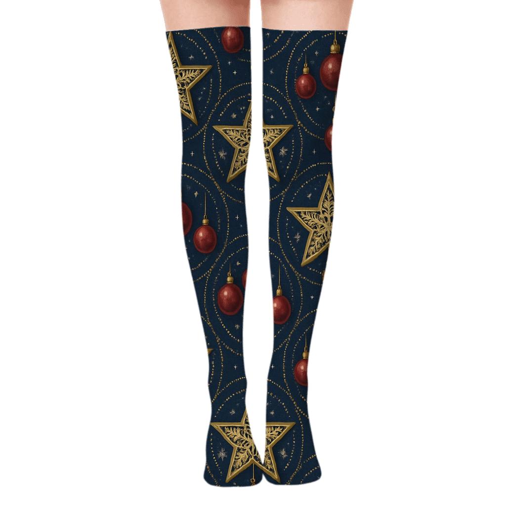 Star Ornament Radial Tessellation designer print over-the-knee socks