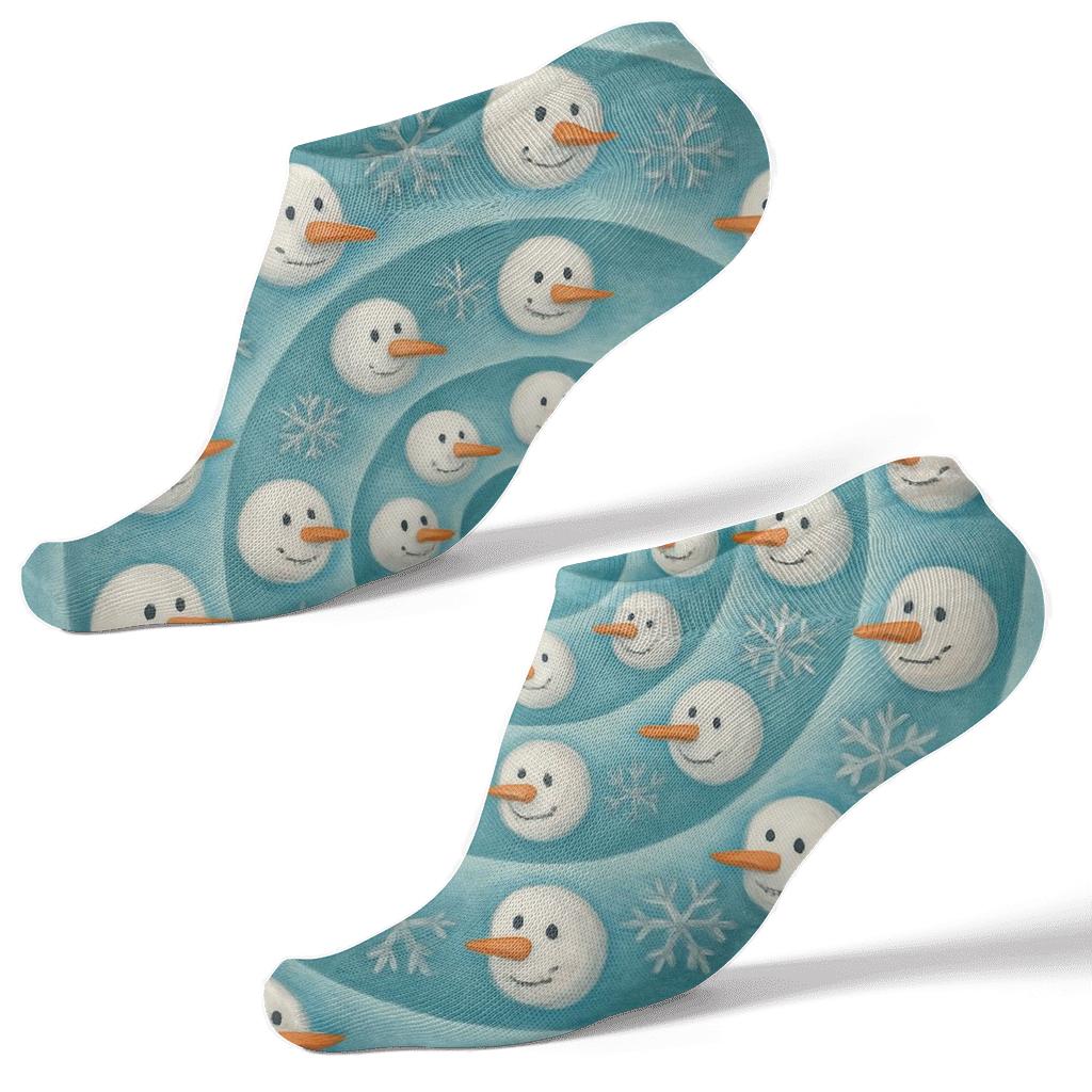 Snowman Concentric Wave On Icy Blue comfortable cotton ankle socks