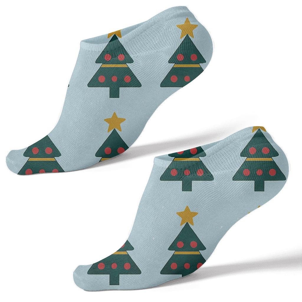 Starlit Tree Silhouette Grid custom ankle socks