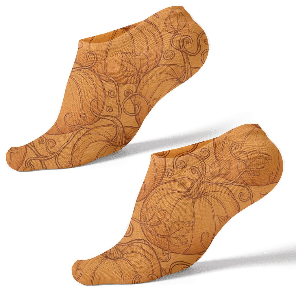 Pumpkin Patch Repeating Tessellated Pattern On Orange Background stylish athletic ankle socks