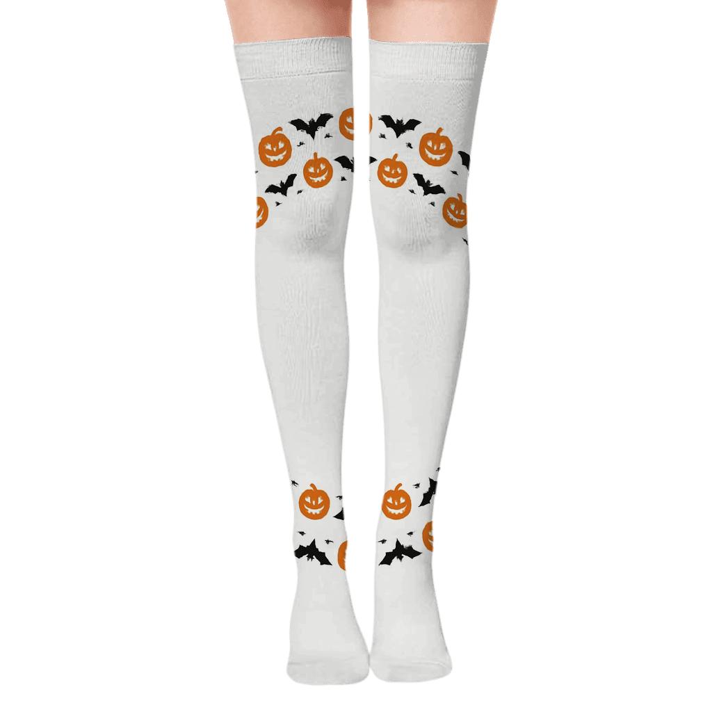 Jack O Lantern Concentric Border On White Background premium cozy over-the-knee socks
