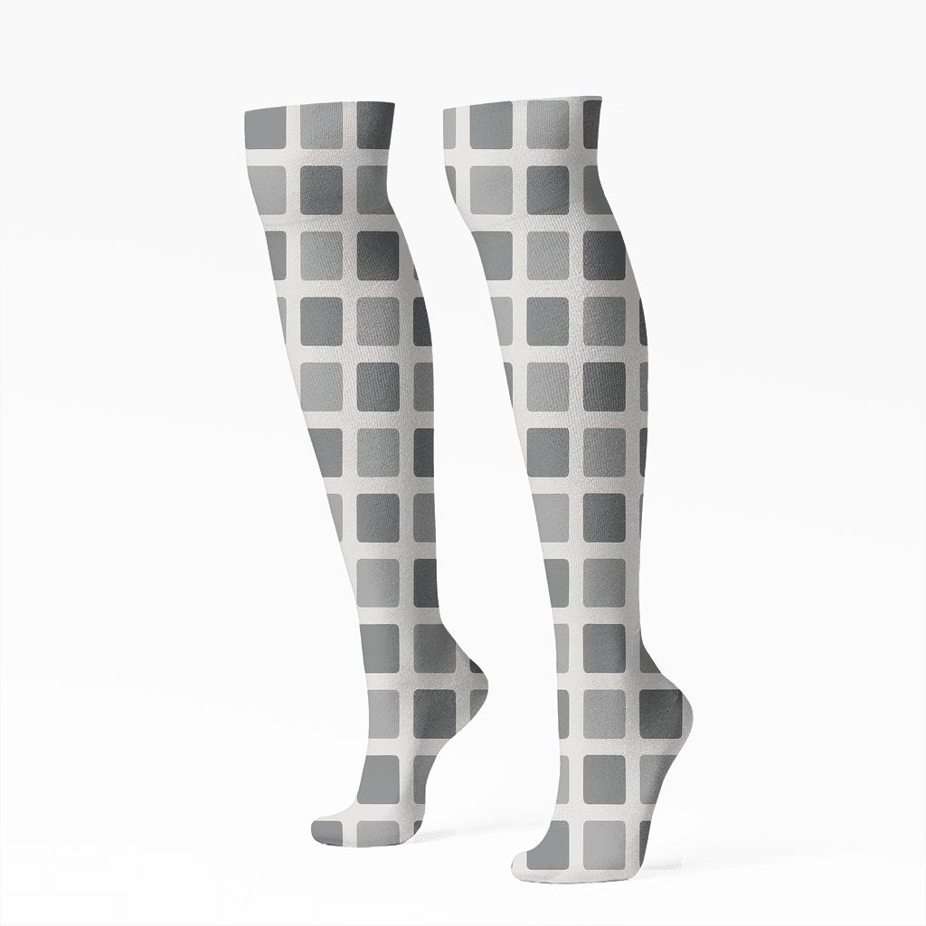 Mini Grid Drift designer print knee-high socks