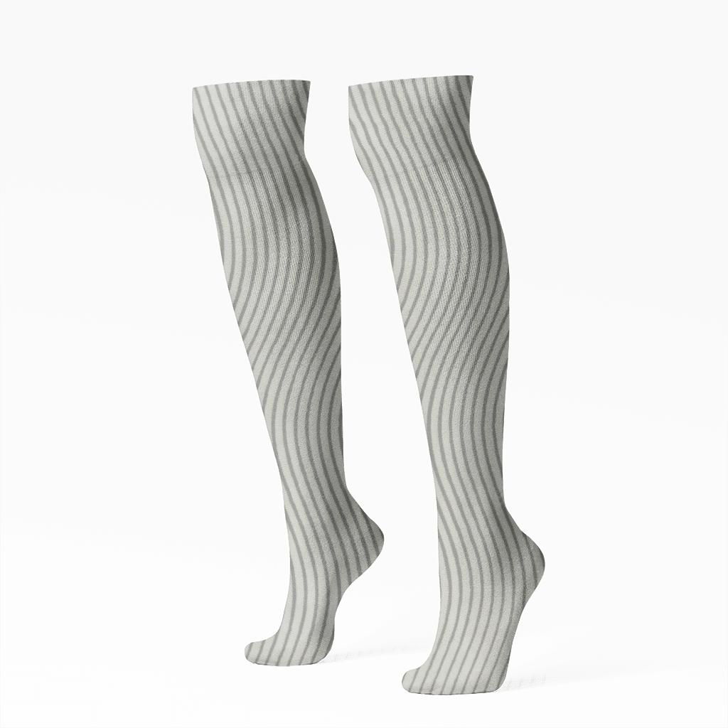 Subtle Moire Bands stylish athletic knee-high socks