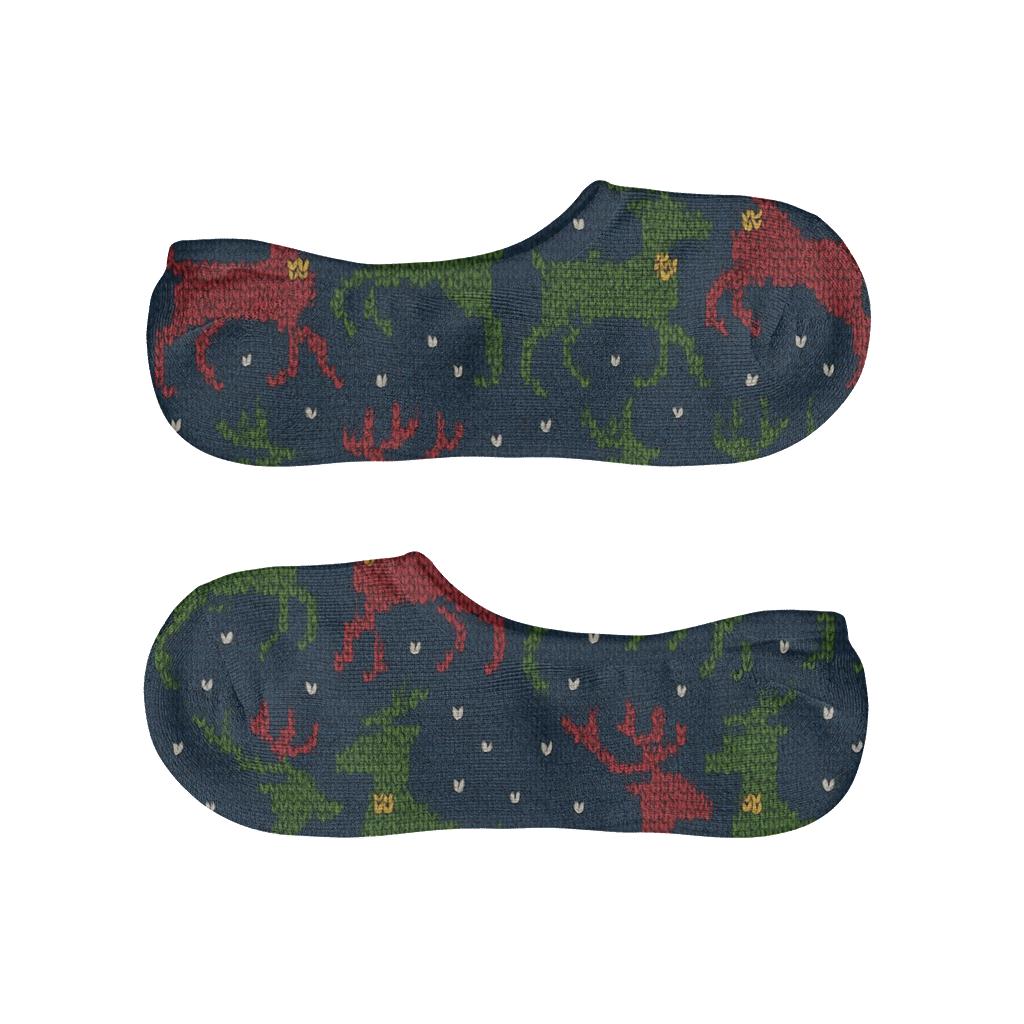 Festive Reindeer Tessellation low cut no-show socks