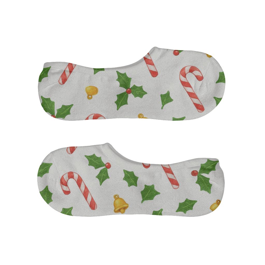 Candy Cane Diagonal Scatter On White Background trendy no-show sock styles