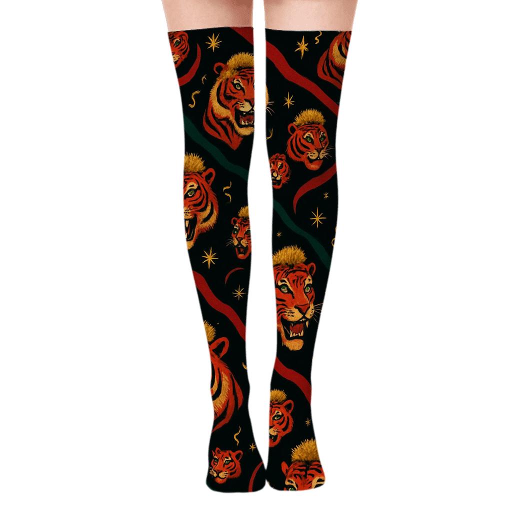 Tiger Tinsel Wave personalized over-the-knee socks