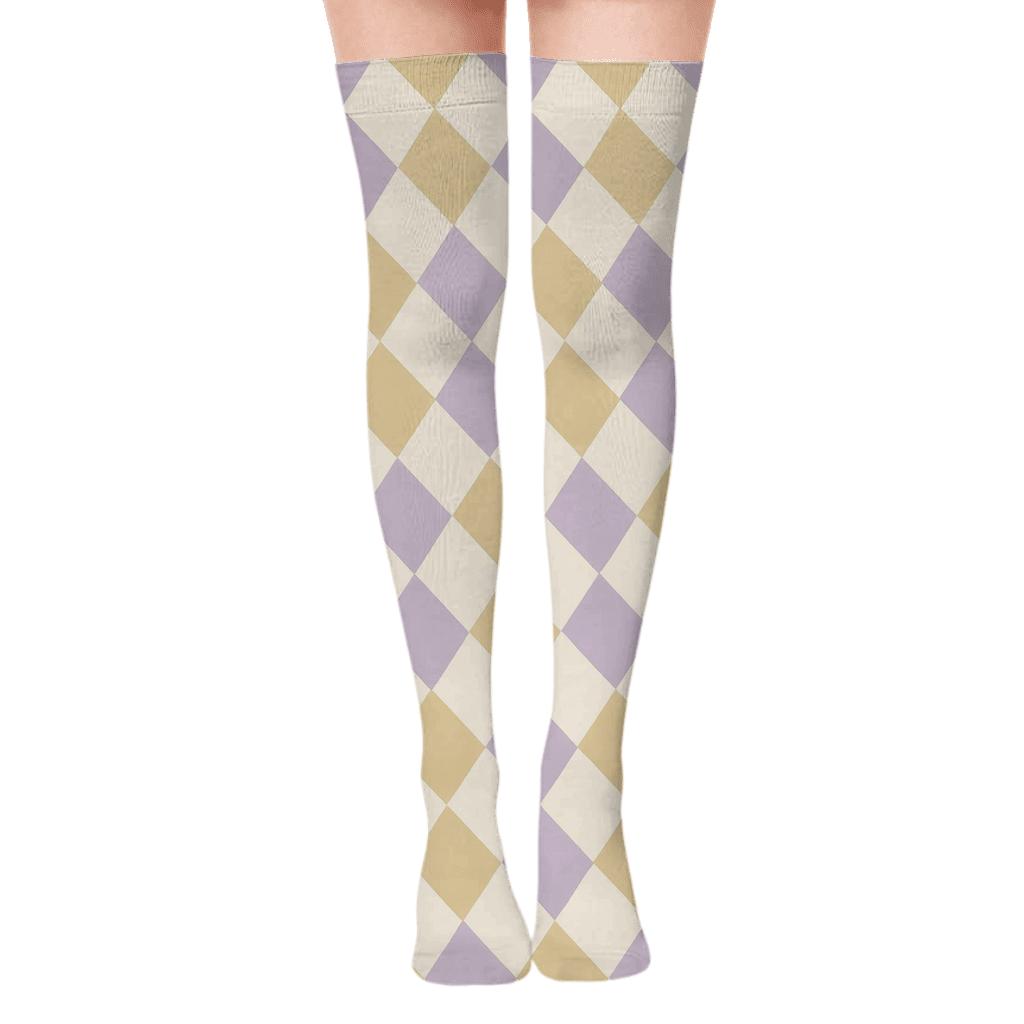 Light Prism Tessellate trendy patterned over-the-knee socks