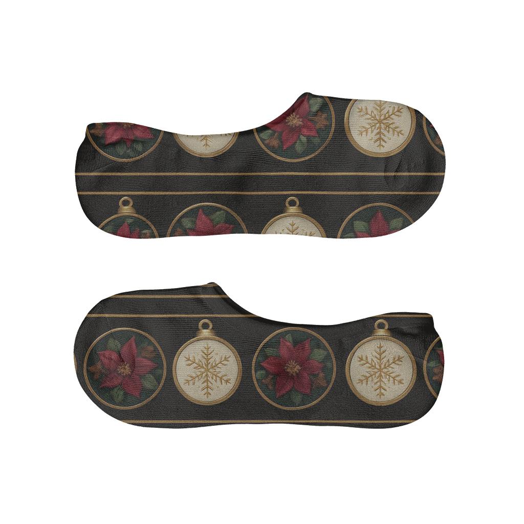 Ornament Floral Band On Black Background trendy no-show sock styles