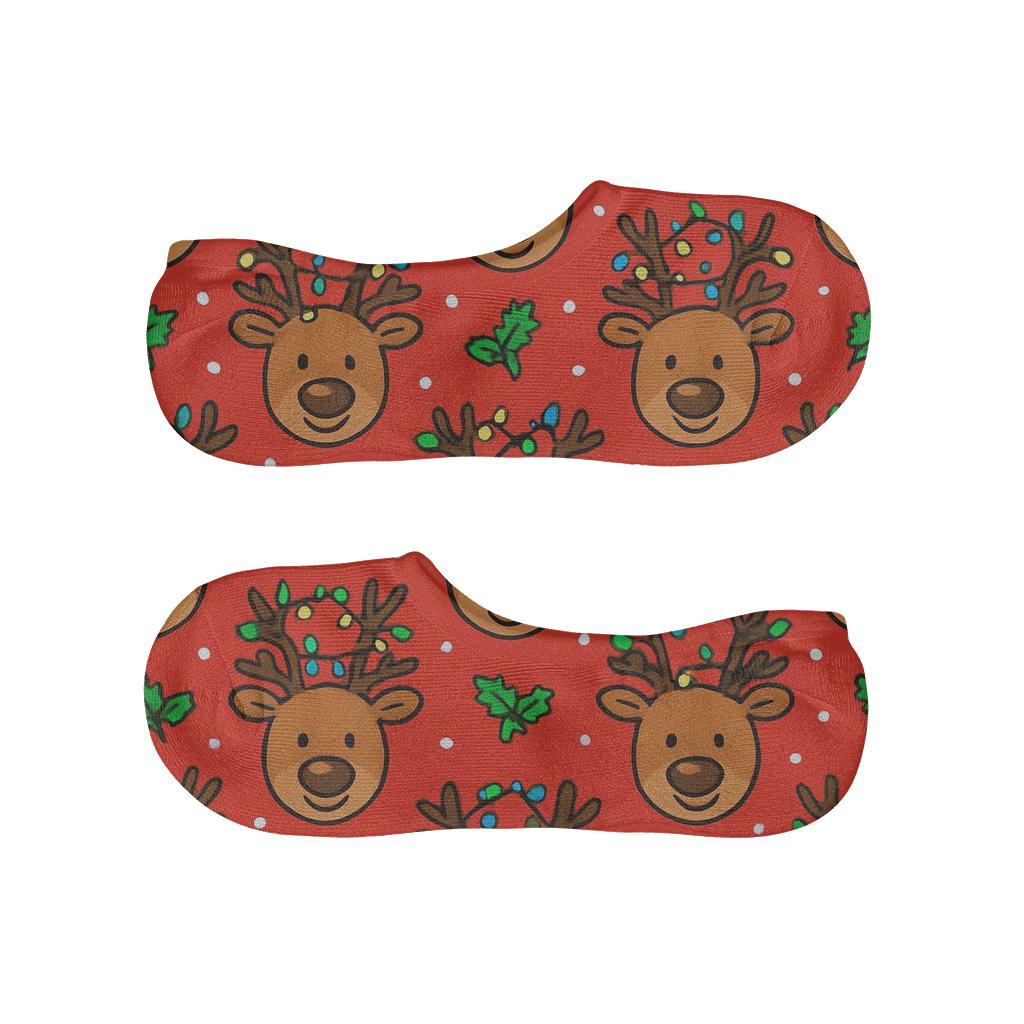 Playful Reindeer Repeat personalized no-show socks