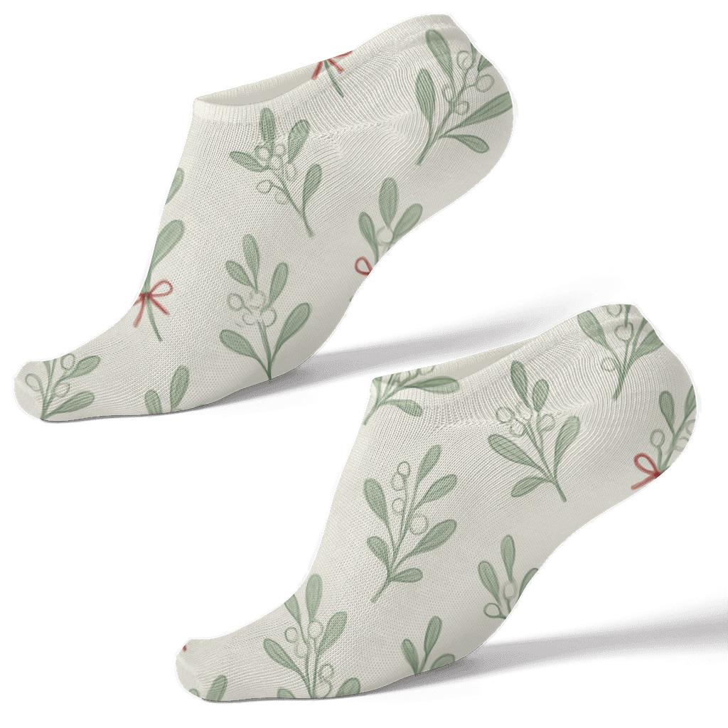 Mistletoe Scatter On Ivory Sock Field stylish athletic ankle socks