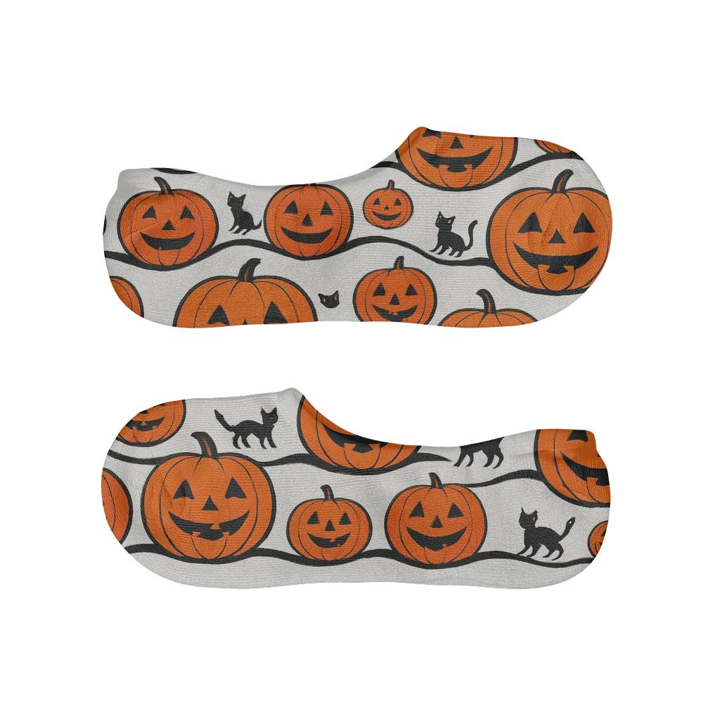 Jack O Lantern Wave On White Background custom no-show socks
