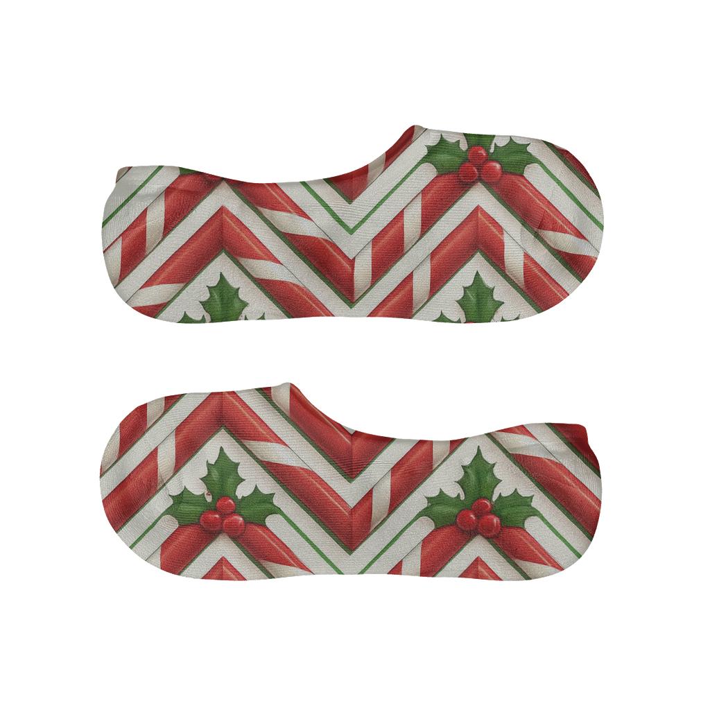 Candy Cane Chevron anti-slip no-show socks