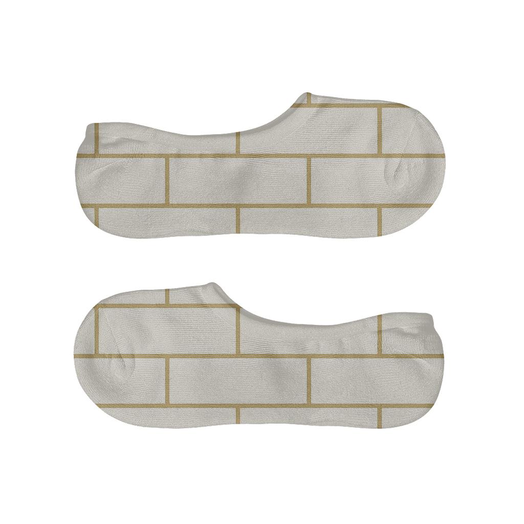 Narrow Brick Offset designer print no-show socks