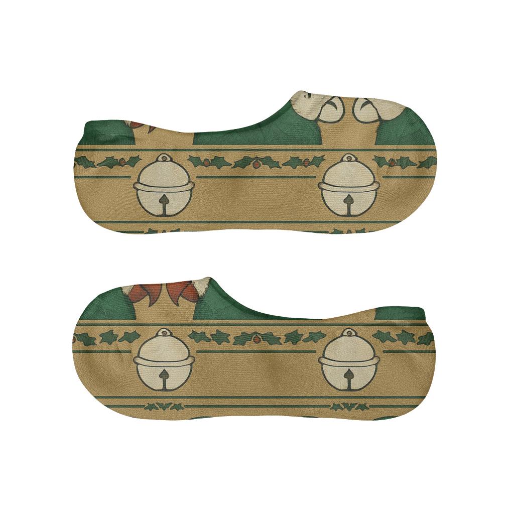 Striped Parrot Bell Bands On Gold designer print no-show socks