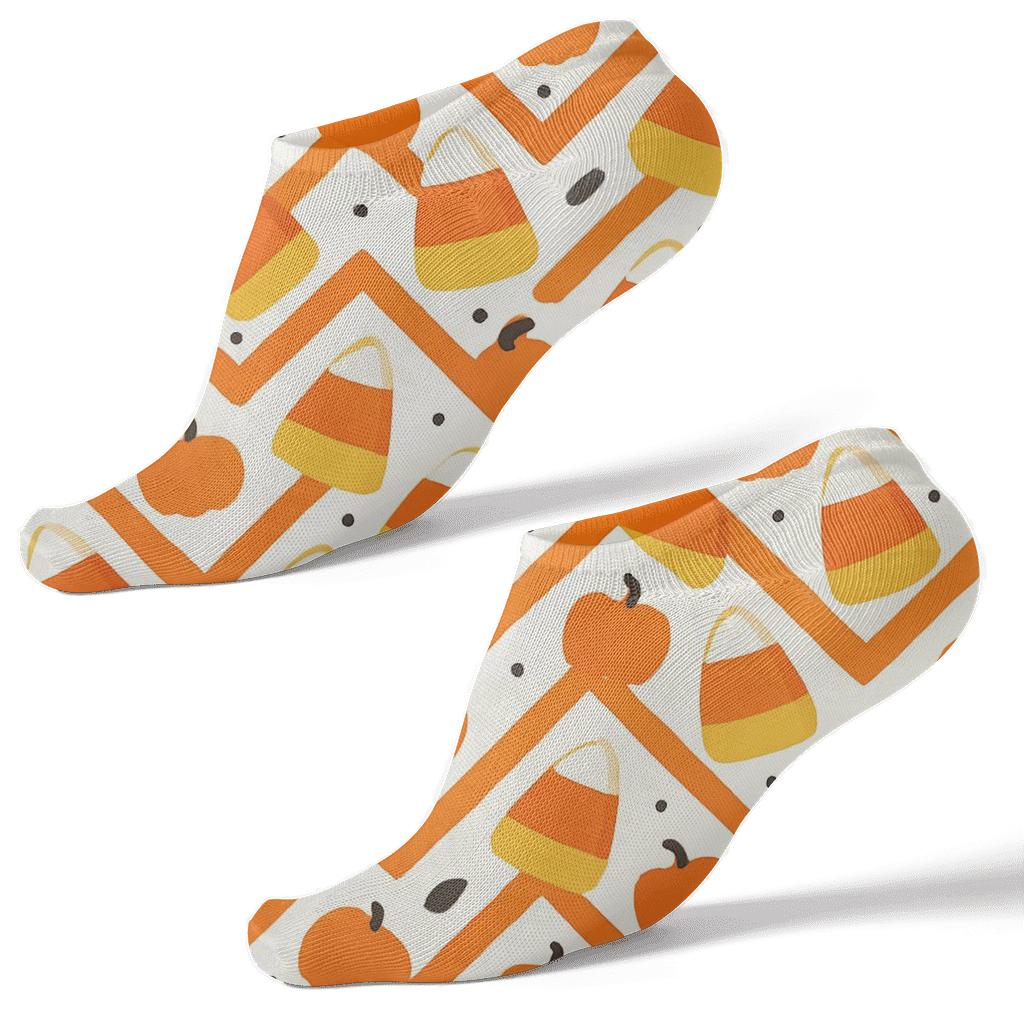 Candy Corn Chevron On White Background premium sports ankle socks