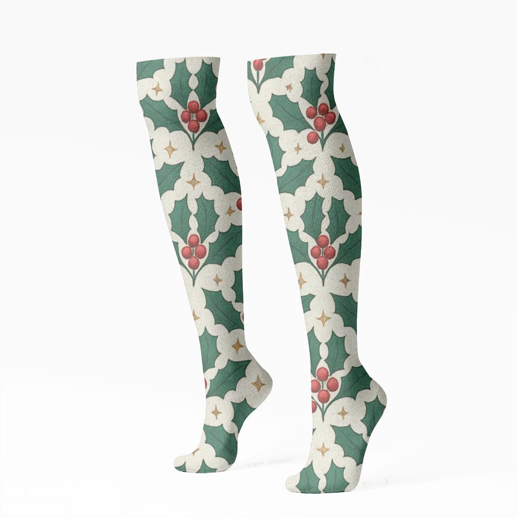 Emerald Holly Tile custom knee-high socks