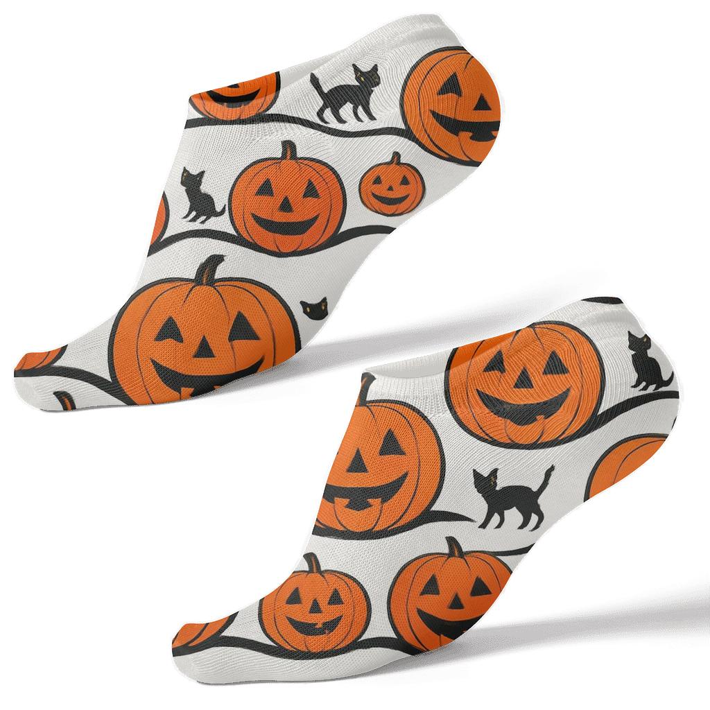 Jack O Lantern Wave On White Background stylish athletic ankle socks