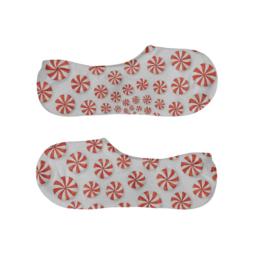Peppermint Spiral Array designer printed no-show socks