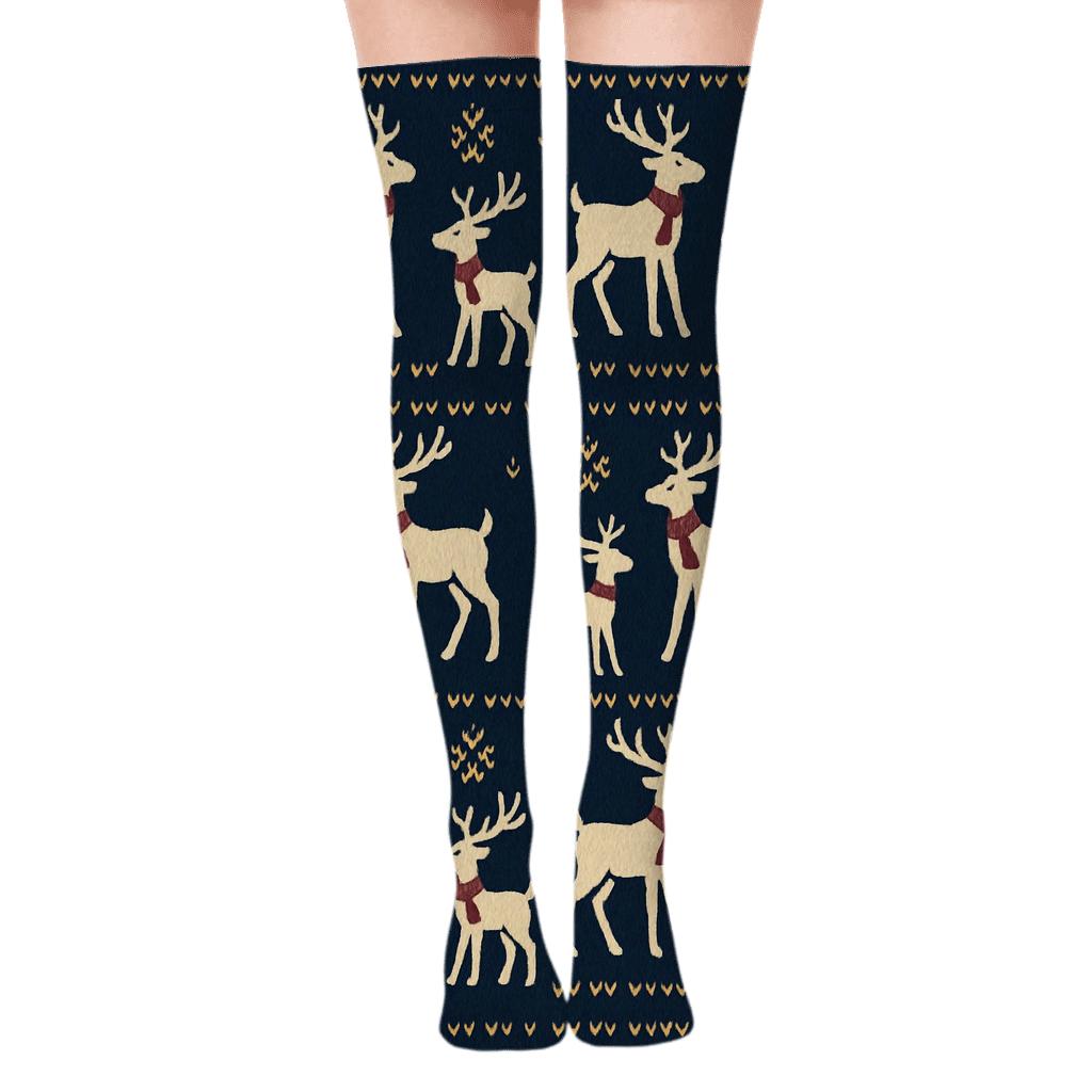 Nordic Reindeer Chevron personalized over-the-knee socks