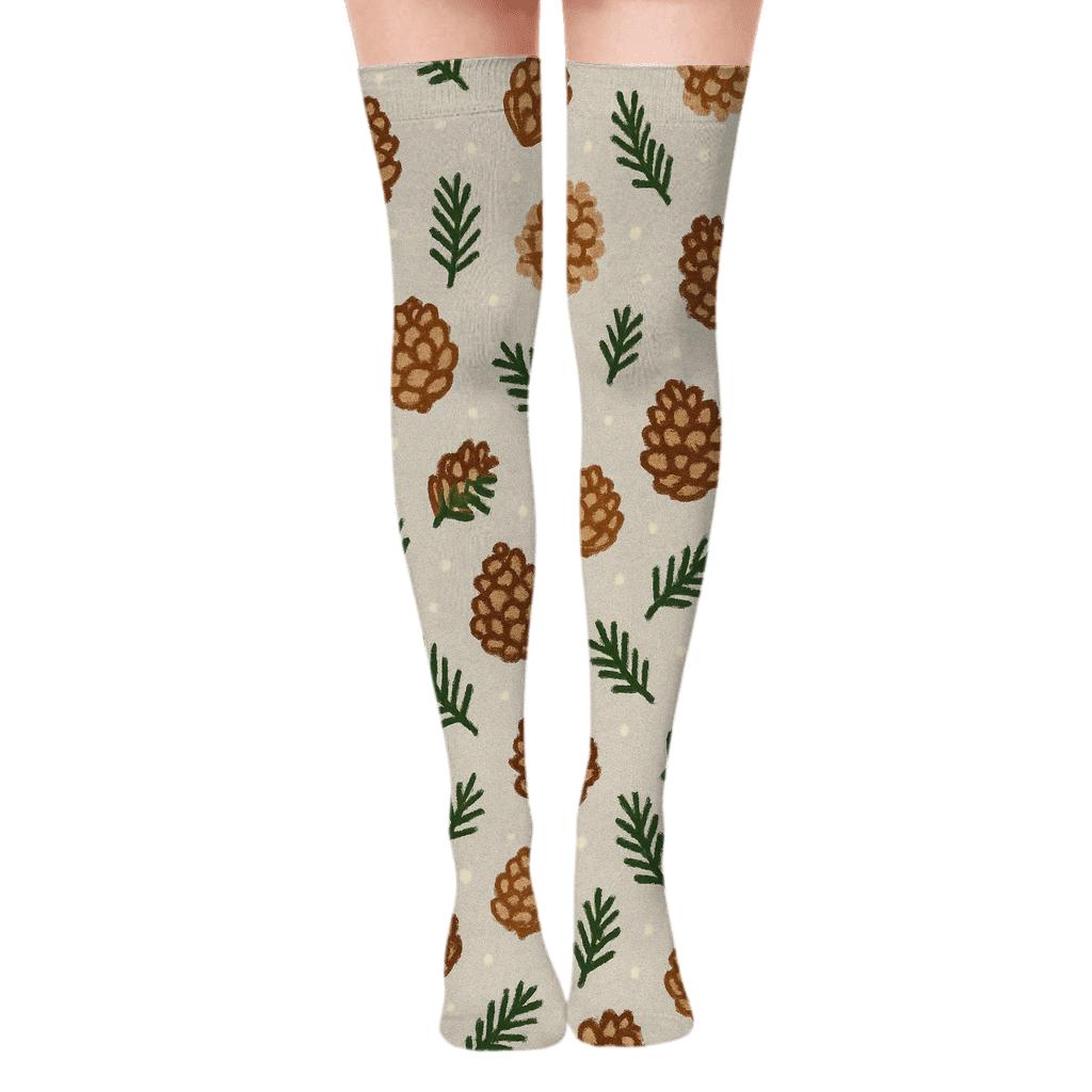 Pinecone Scatter personalized over-the-knee socks