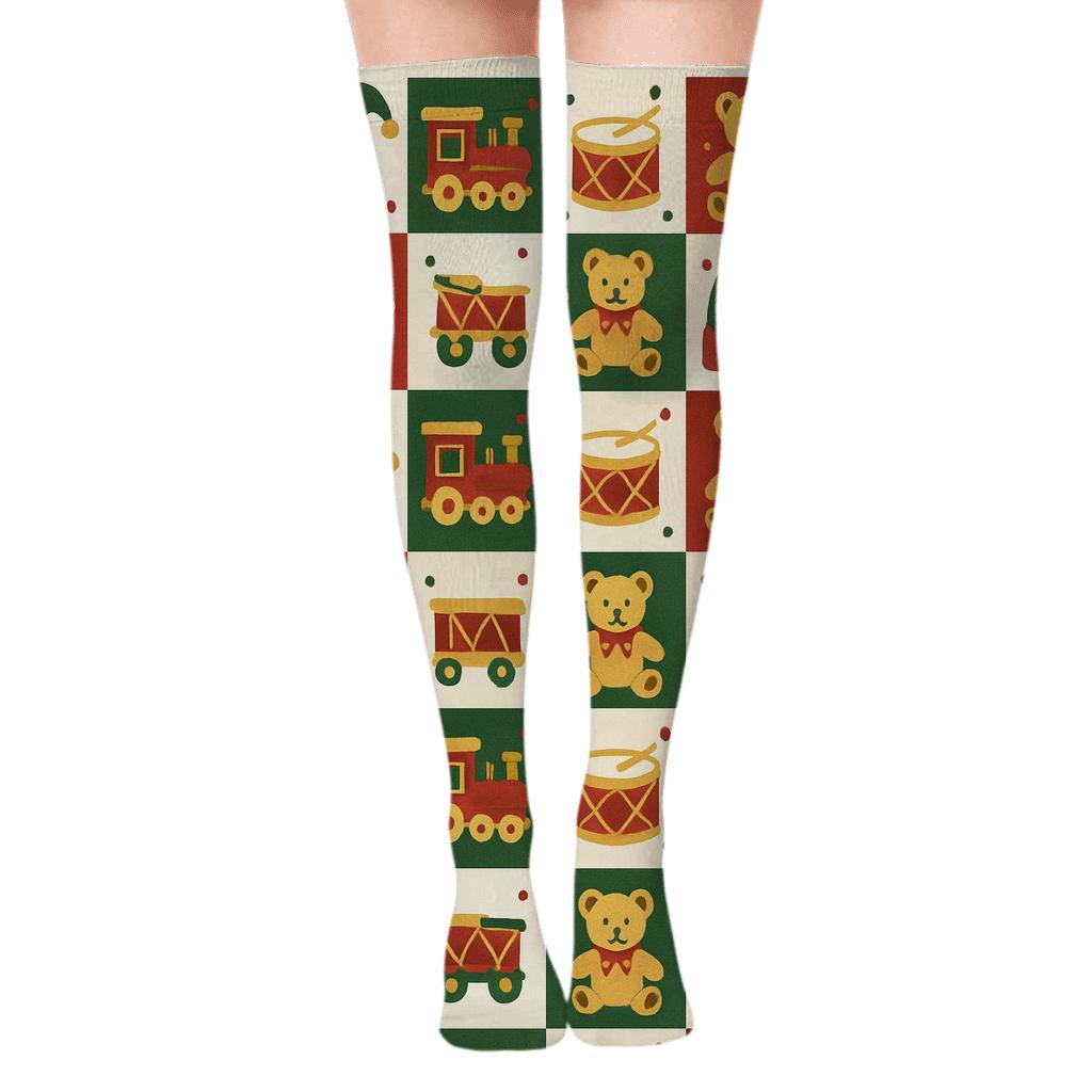 Elf Toywork Grid soft everyday over-the-knee socks