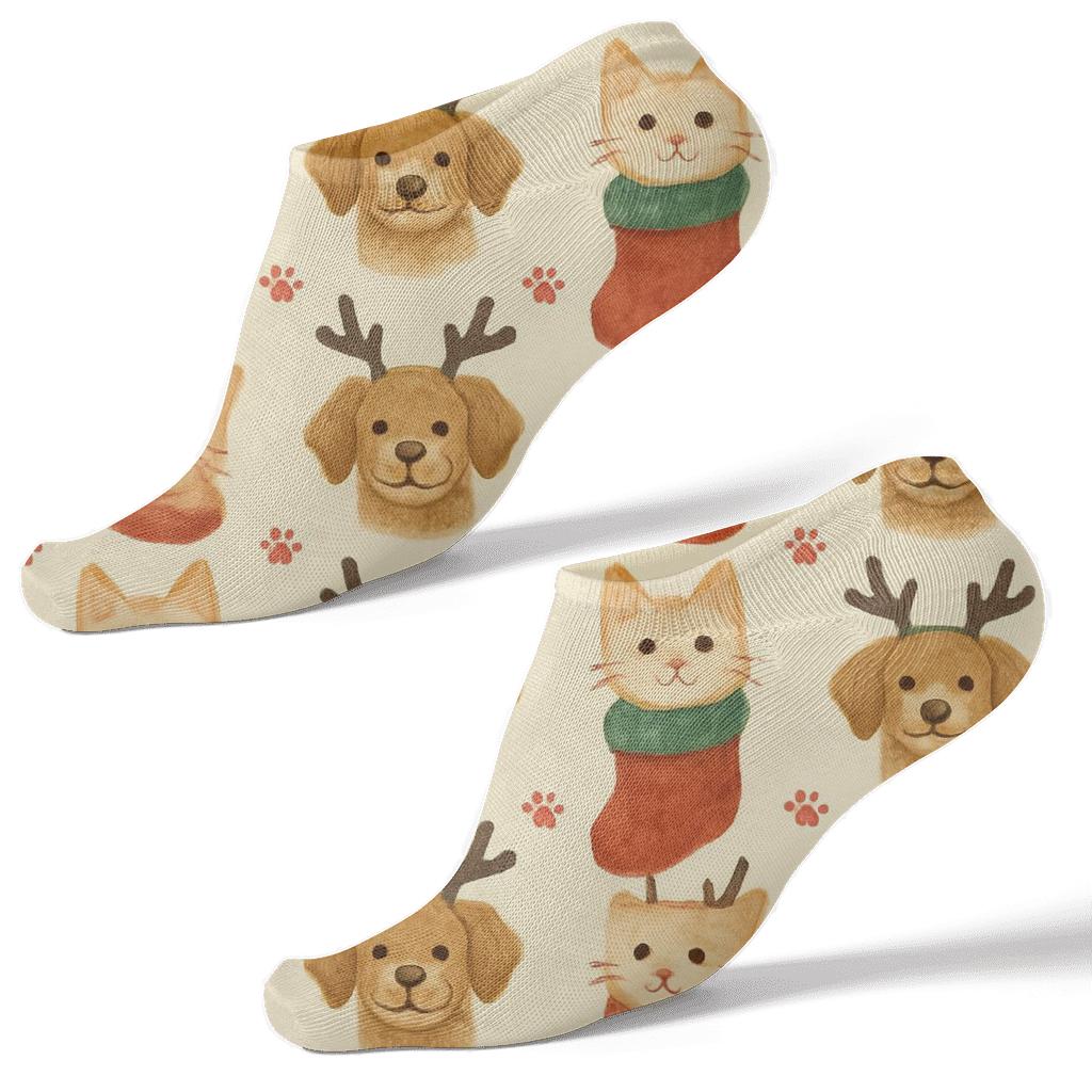 Pet Holiday Portraits trendy patterned ankle socks