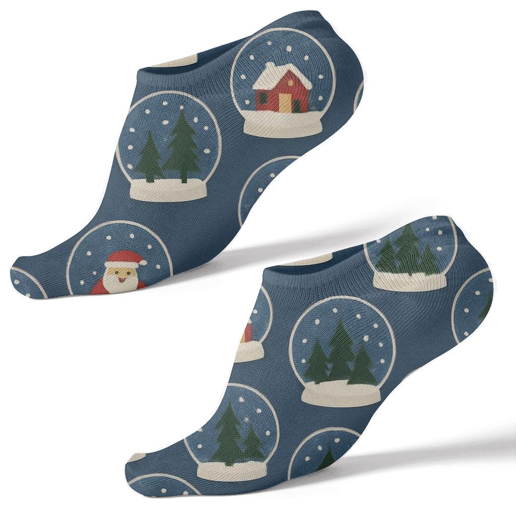 Snow Globe Mini Scenes designer print ankle socks