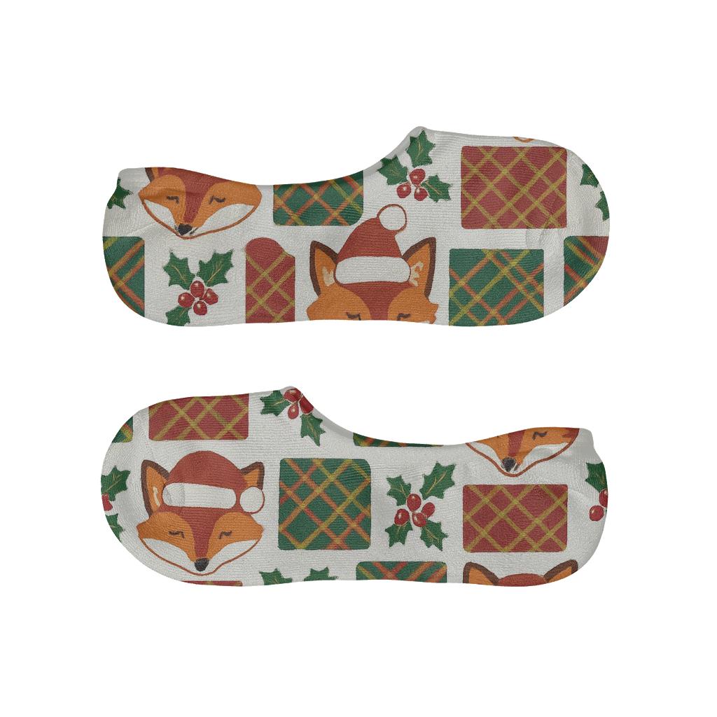 Festive Fox Tartan Grid unique hidden socks