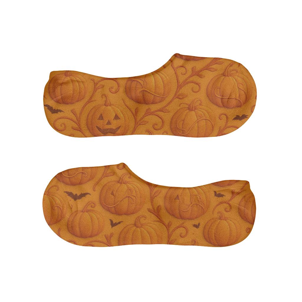 Jack O Lantern Cluster Pattern On Orange Background comfortable invisible socks