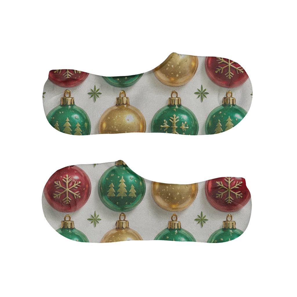 Glass Ornament Grid On Snow White Background comfortable invisible socks
