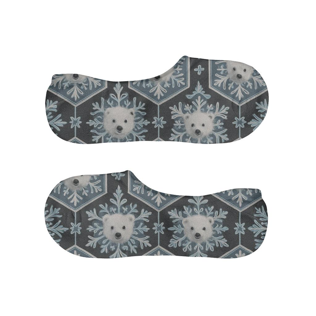 Polar Bear Snowflake Lattice soft cotton no-show socks