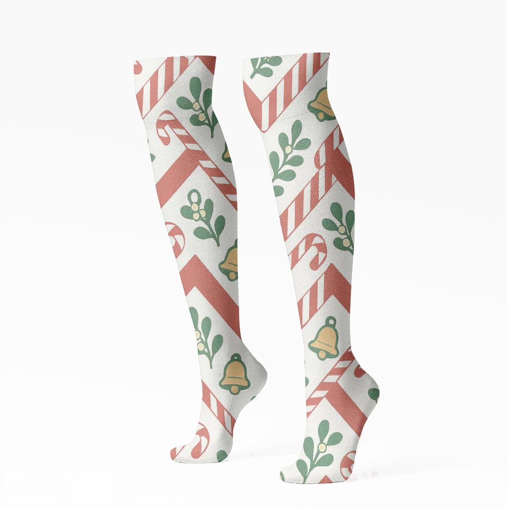 Candy Stripe Carol Chevron comfortable cotton knee-high socks