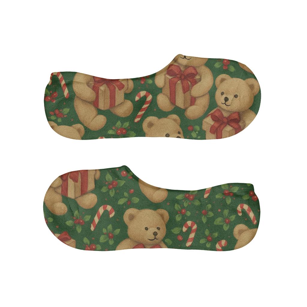 Teddy Bear Gift Wrap Tessellation custom no-show socks