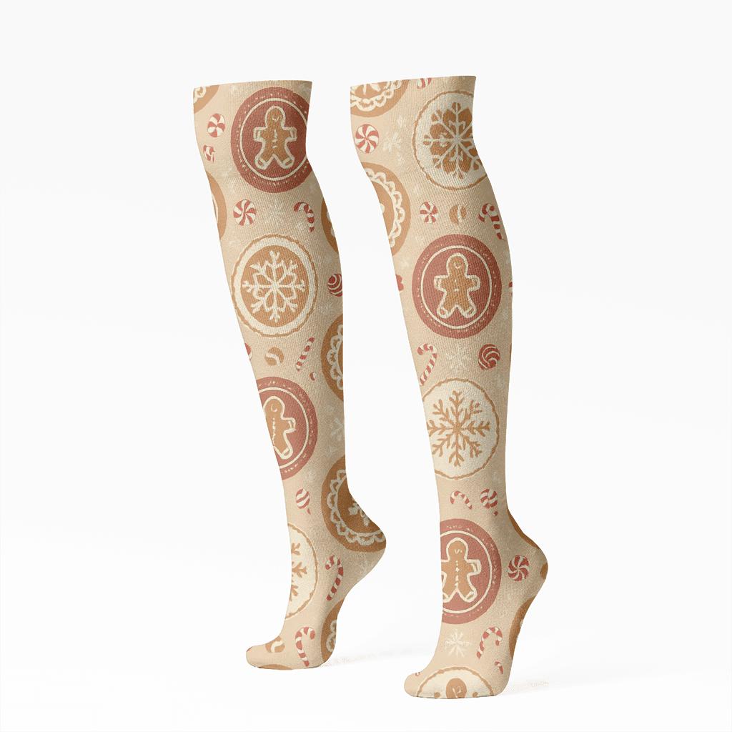 Gingerbread Medallion Repeat personalized knee-high socks