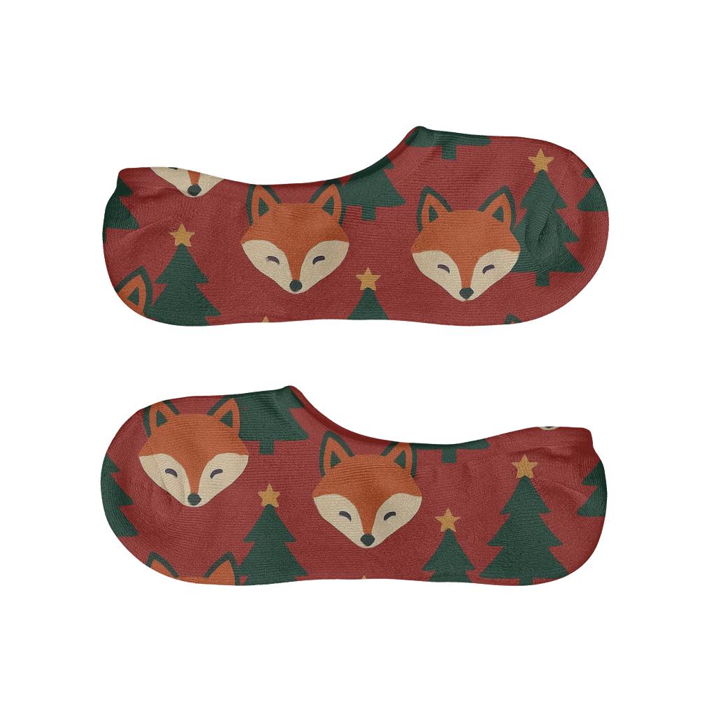 Fox And Fir Diagonal Array custom no-show socks