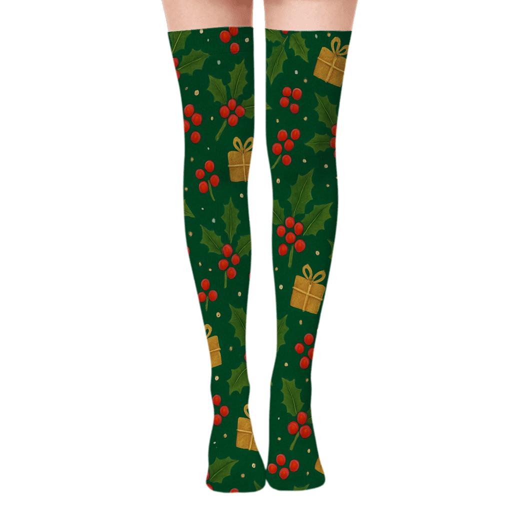 Winterberry Scatter Mosaic personalized over-the-knee socks