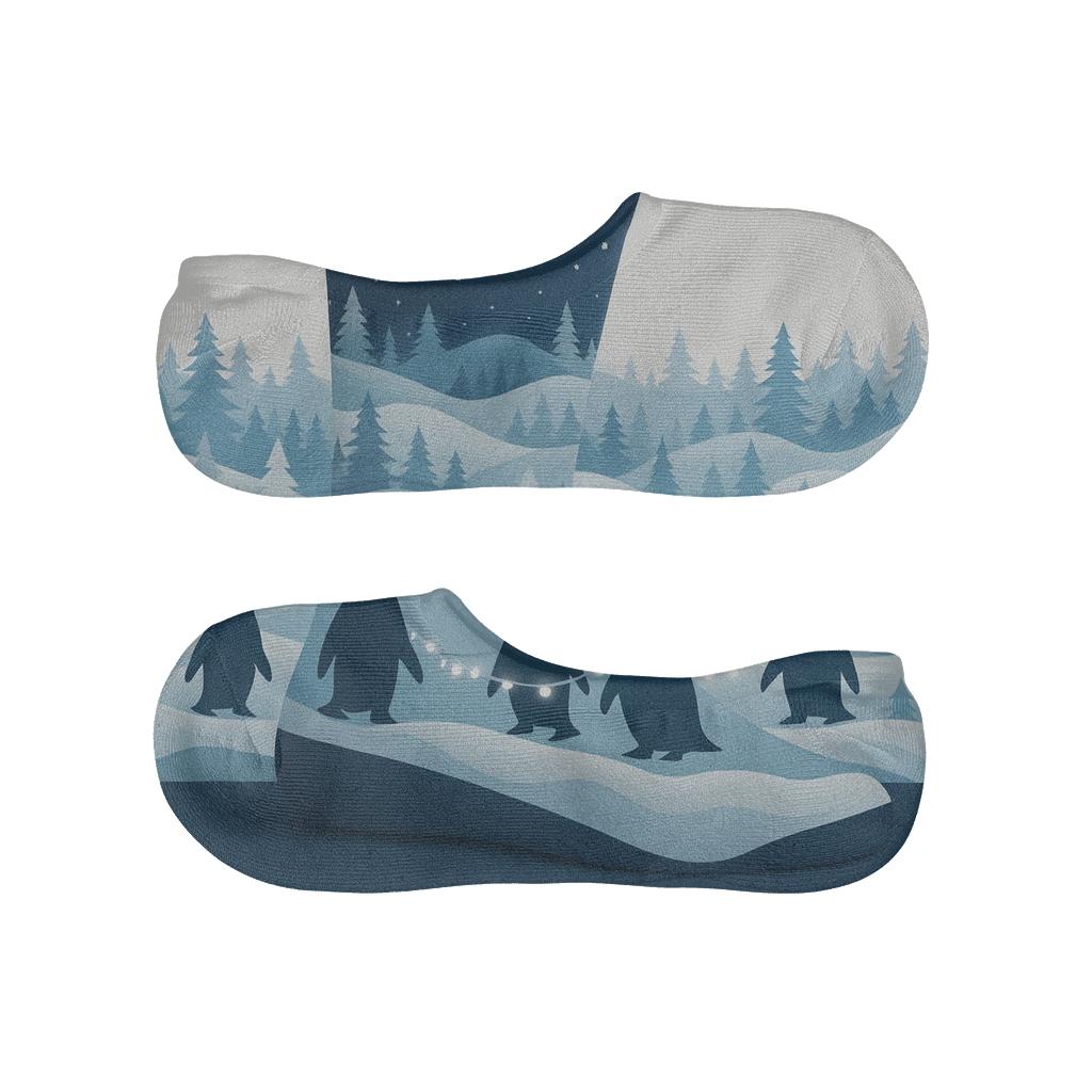 Polar Night Landscape Wrap On Navy Blue trendy no-show sock styles