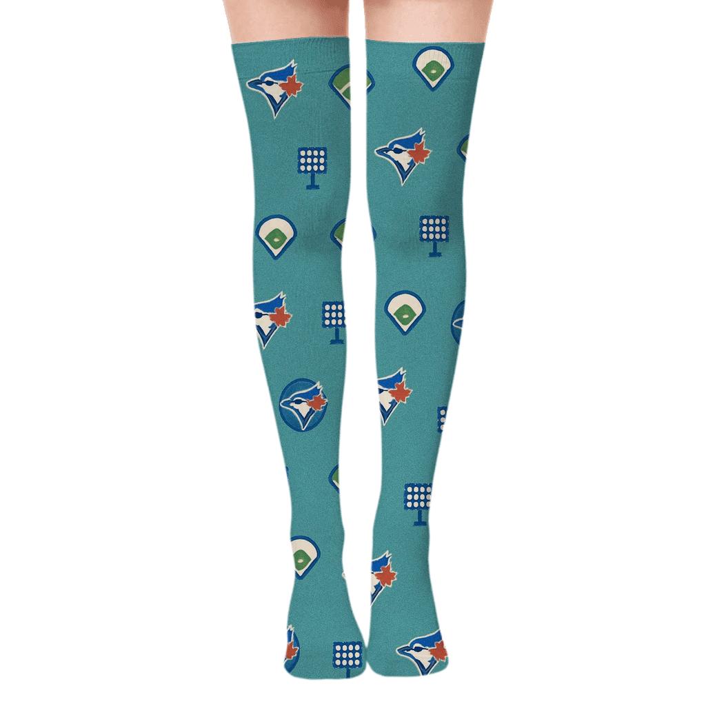 Stadium Lights Scatter on Turquoise Over-the-Knee Socks