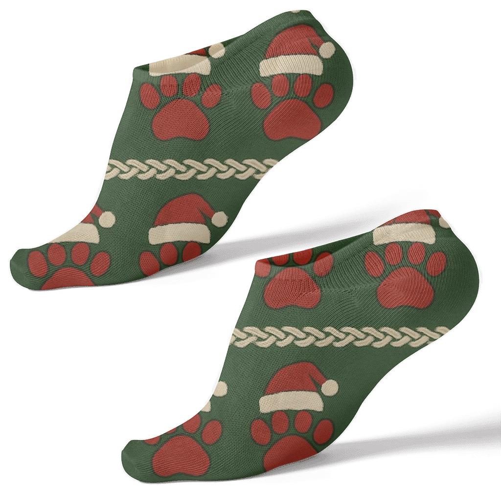 Santa Paws Paw Band Rows unique graphic ankle socks
