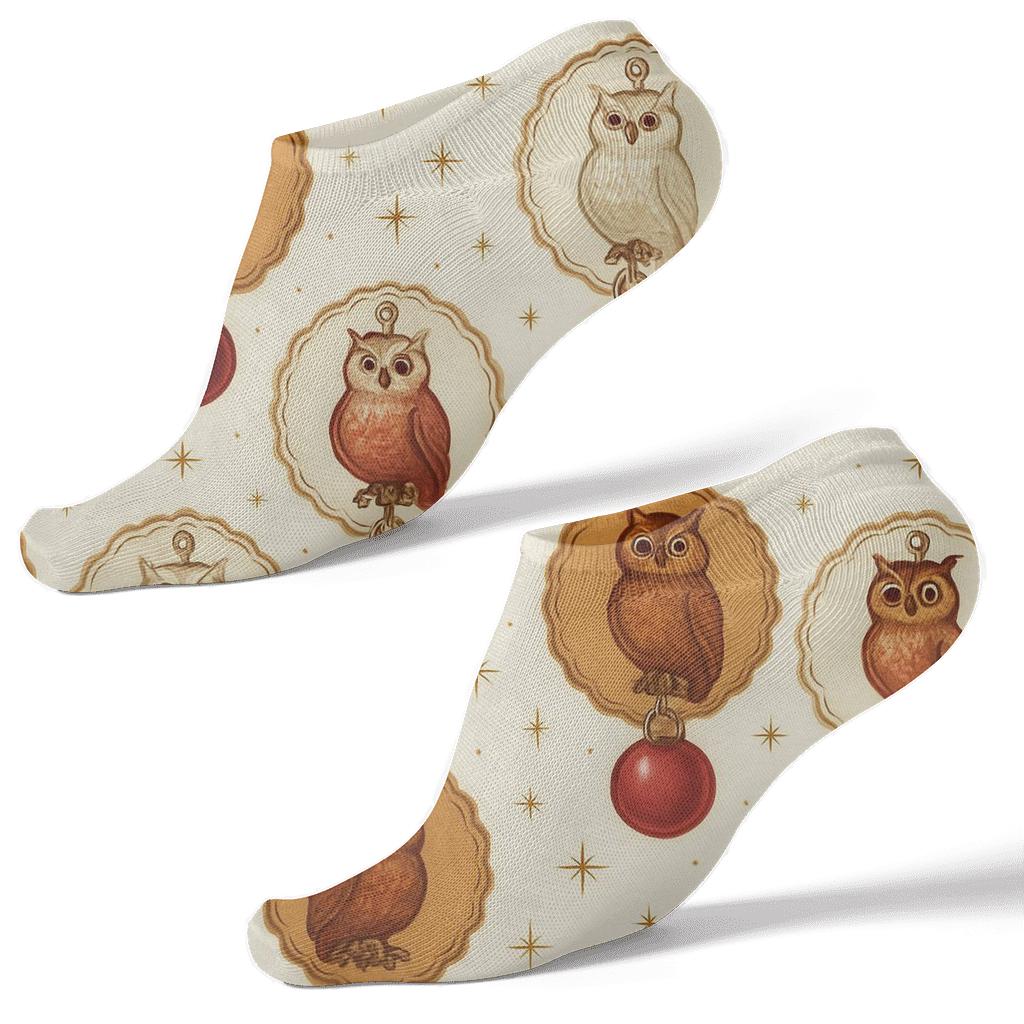 Owl Ornament Alternating Medallions personalized ankle socks