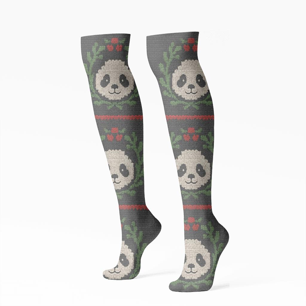 Panda Mistletoe Bands soft everyday knee-high socks