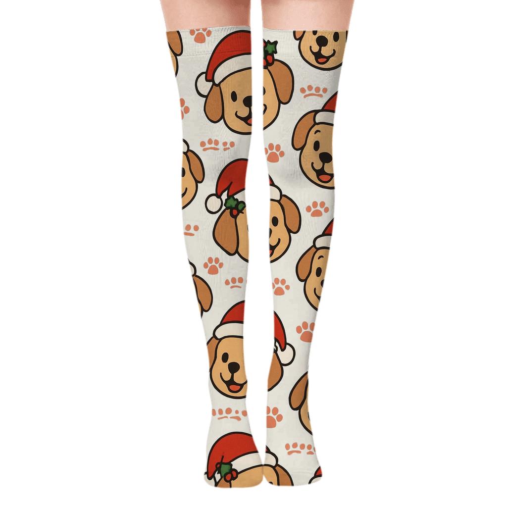 Santa Paws Scatter soft everyday over-the-knee socks