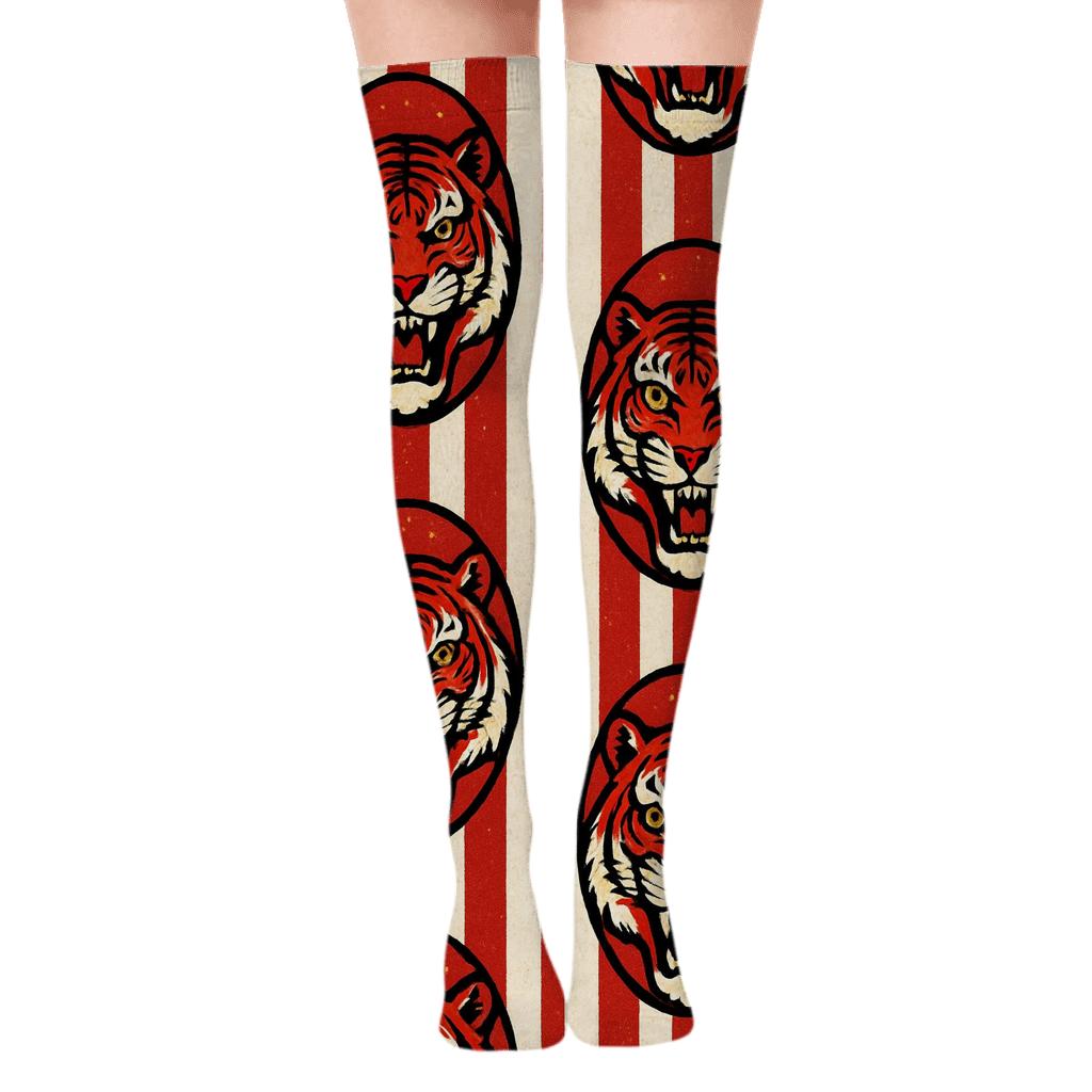 Tiger Candy Stripe trendy patterned over-the-knee socks